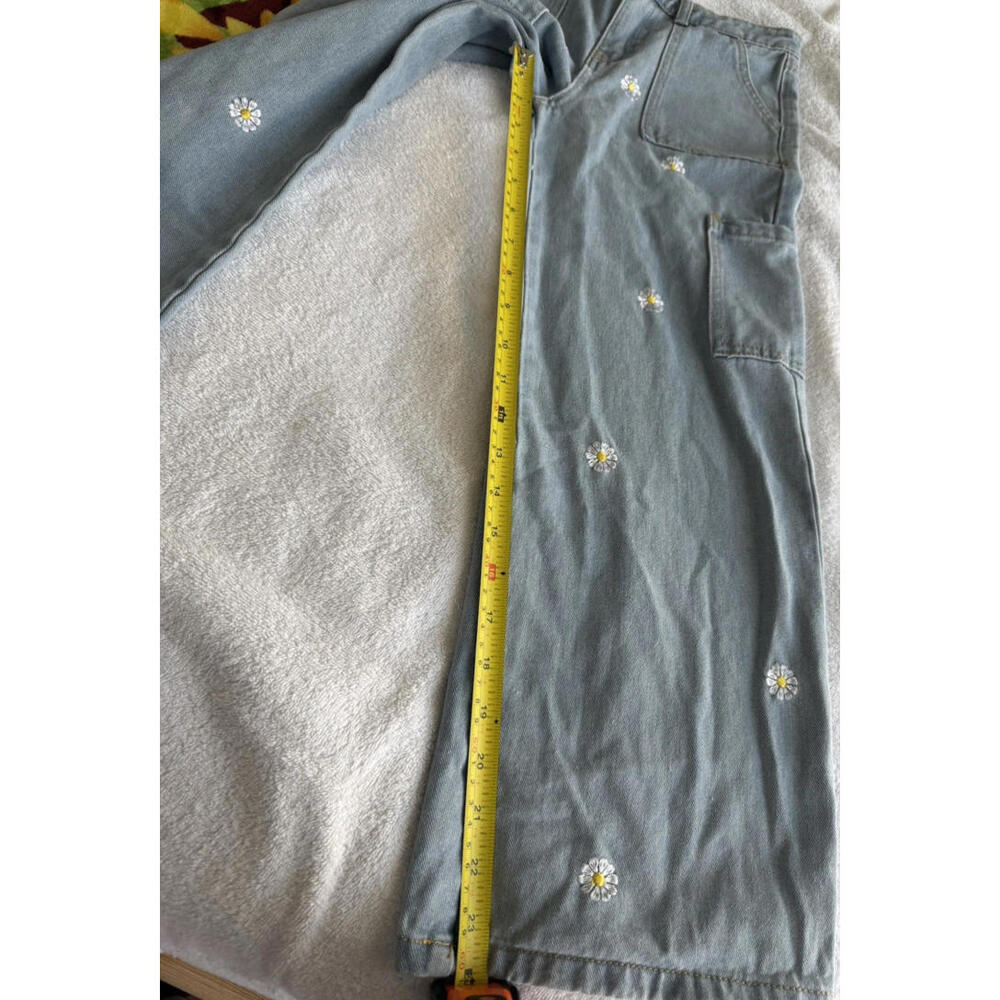 Girls Soho Blue Denim Jeans Pants With Side Pockets‎ and Daisies size 10 - Picture 7 of 11